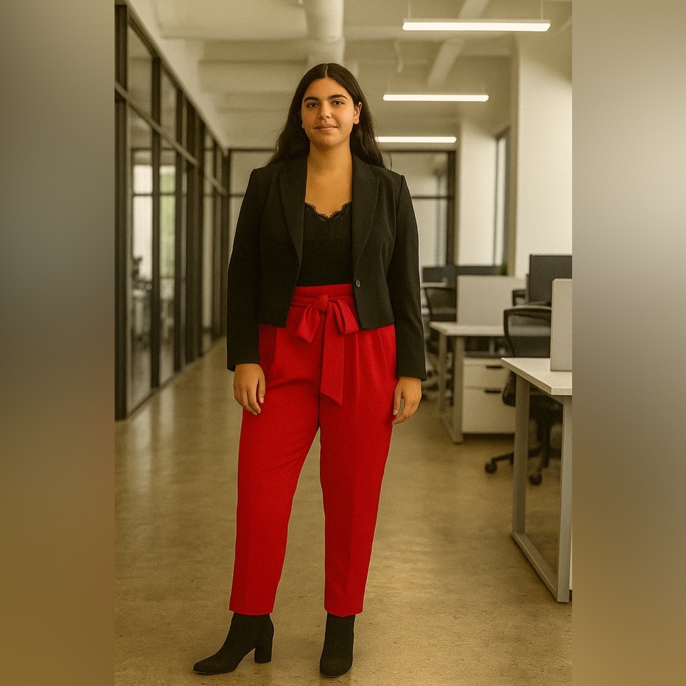 Red Women's Paper bag Pants